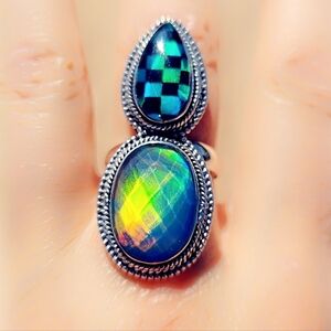 Opal & Onyx Gemstone Ring